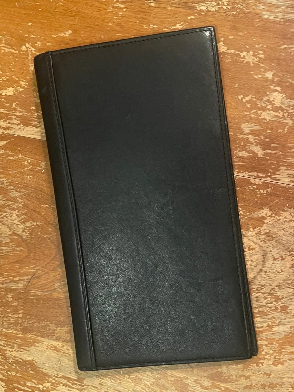 Tumi Black Leather Long Wallet, Travel Checkbook Cover, Passport, Portfolio